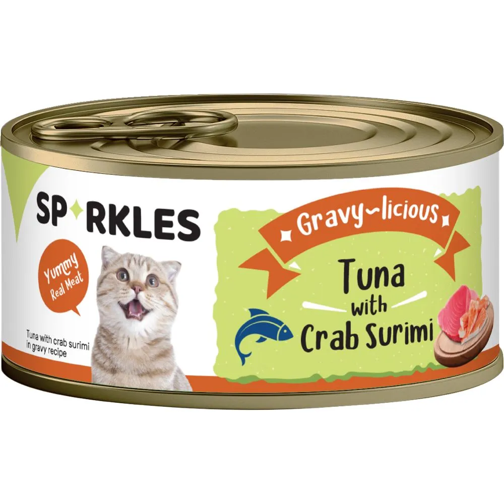 $7 OFF 24 cans: Sparkles Gravy-licious Tuna With Crab Surimi Canned Cat Food 80g x 24
