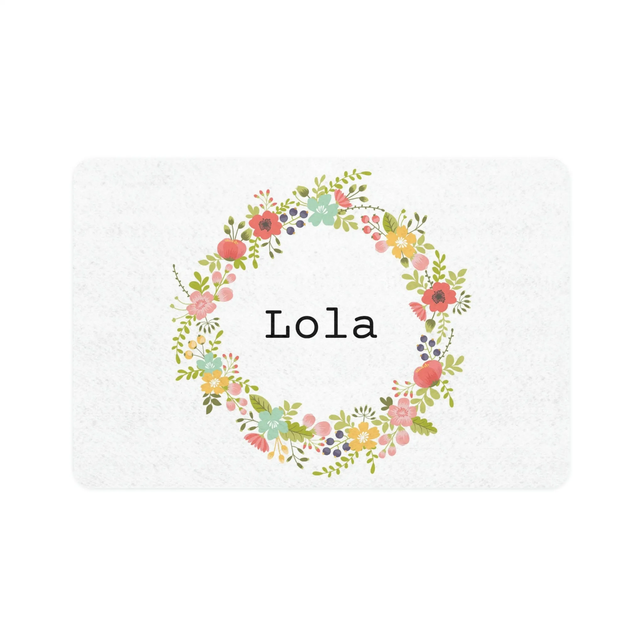 Customizable Floral Wreath - Pet Food Mat