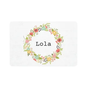 Customizable Floral Wreath - Pet Food Mat