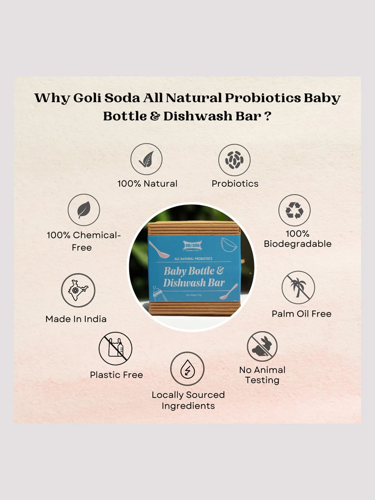 Goli Soda All Natural Probiotics Baby Bottle & Dishwash Bar Pack Of Three