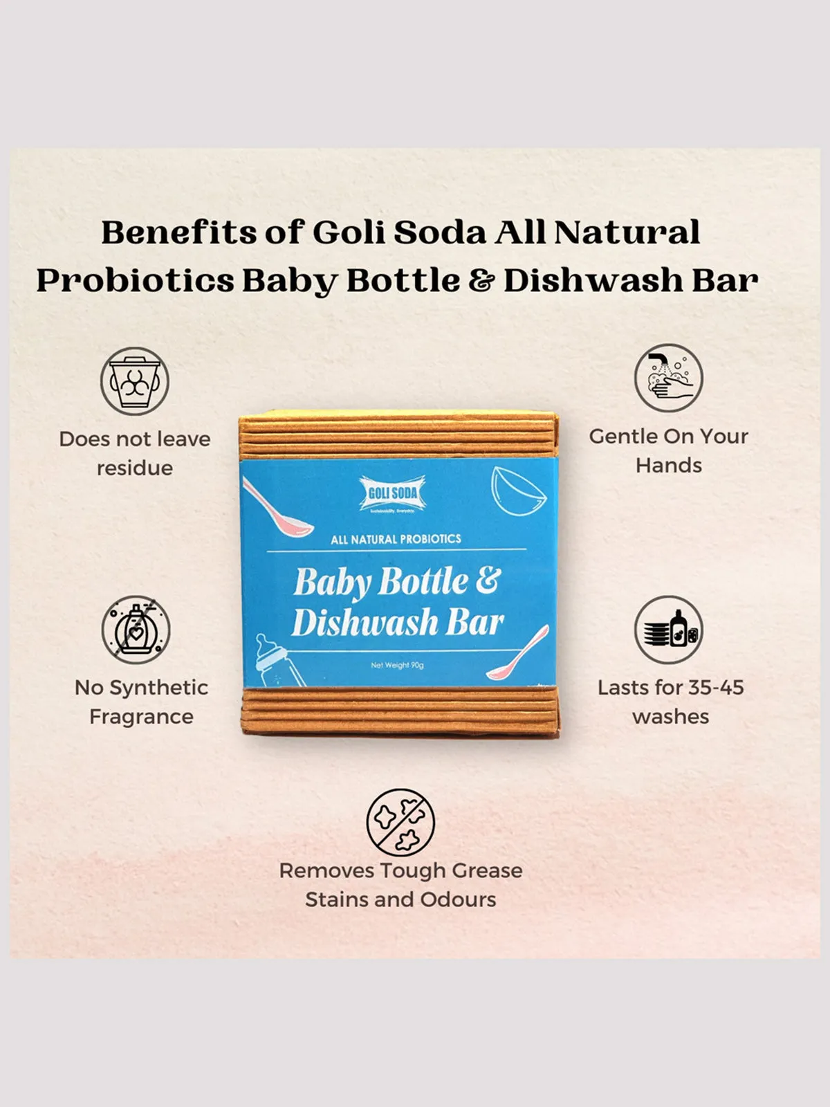 Goli Soda All Natural Probiotics Baby Bottle & Dishwash Bar Pack Of Three