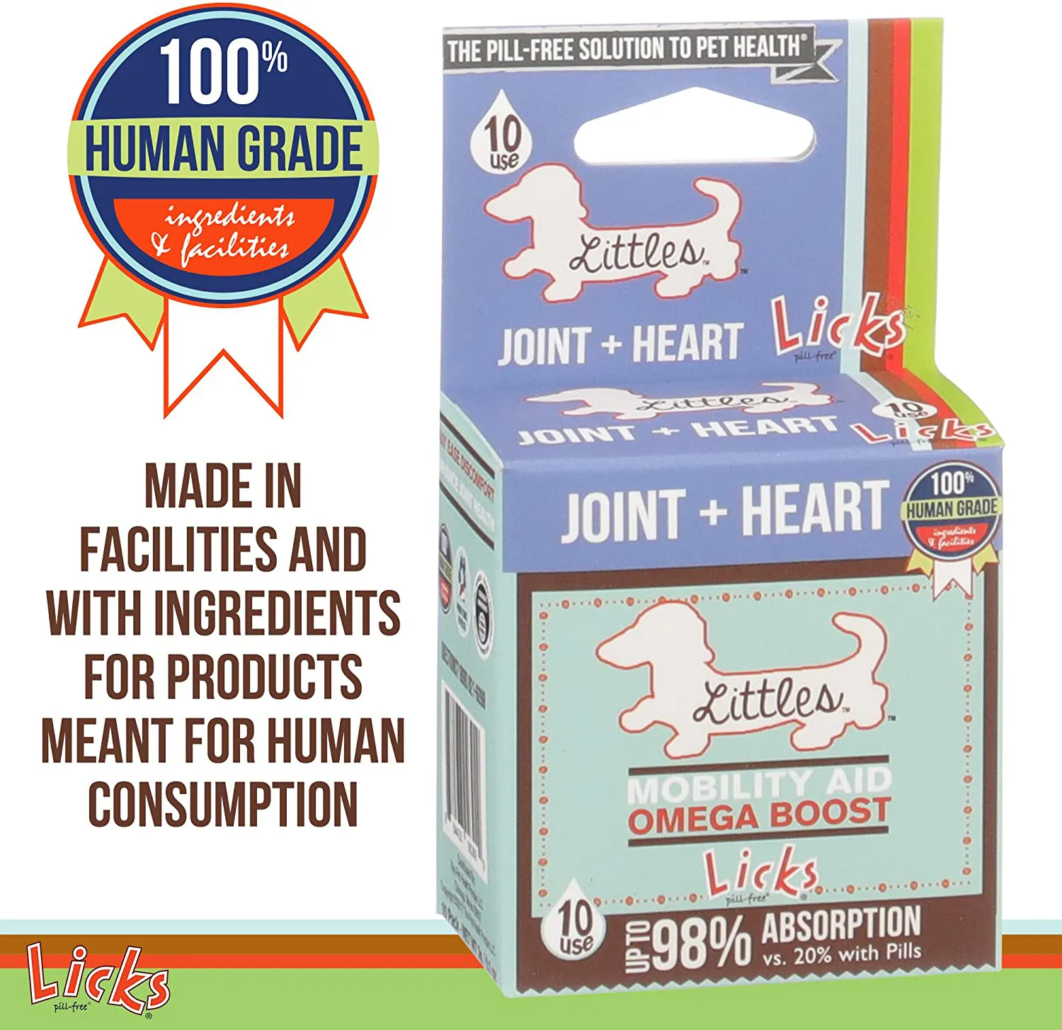 Licks - Little Dog Joint Supplement   Heart Supplement - Dog Omega 3 Supplement - LiquiPaks - 10 Use