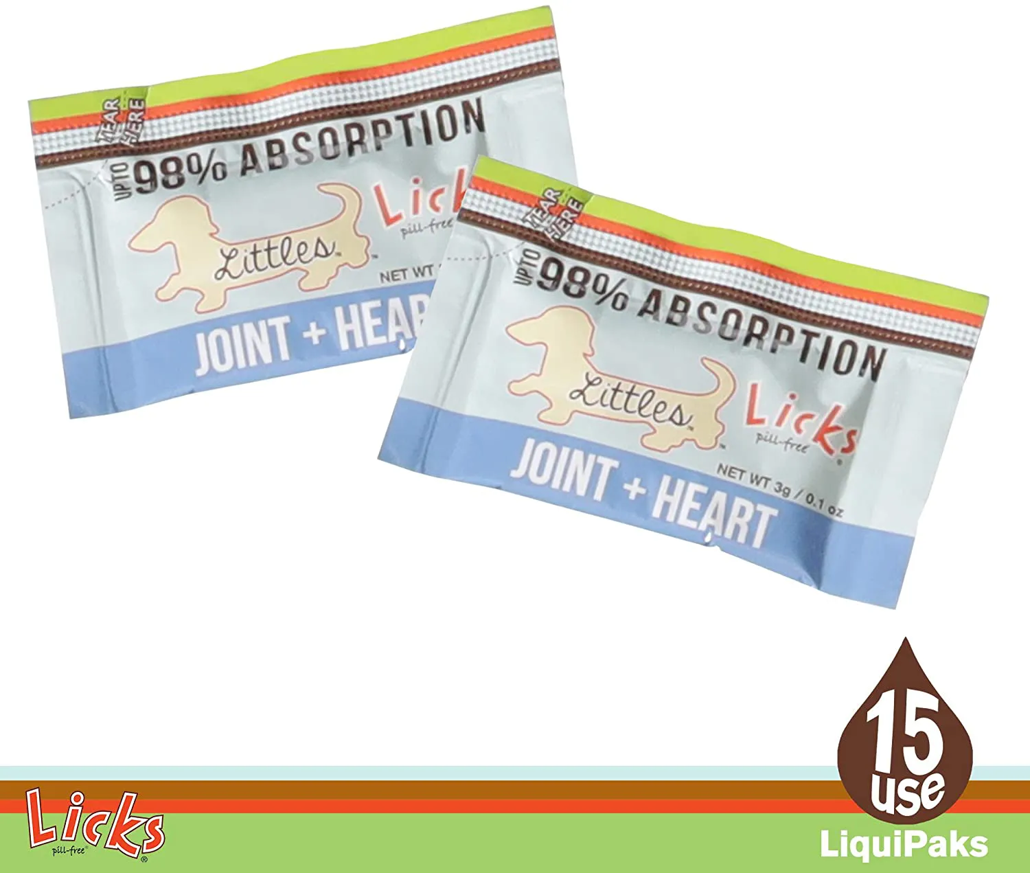 Licks - Little Dog Joint Supplement   Heart Supplement - Dog Omega 3 Supplement - LiquiPaks - 10 Use