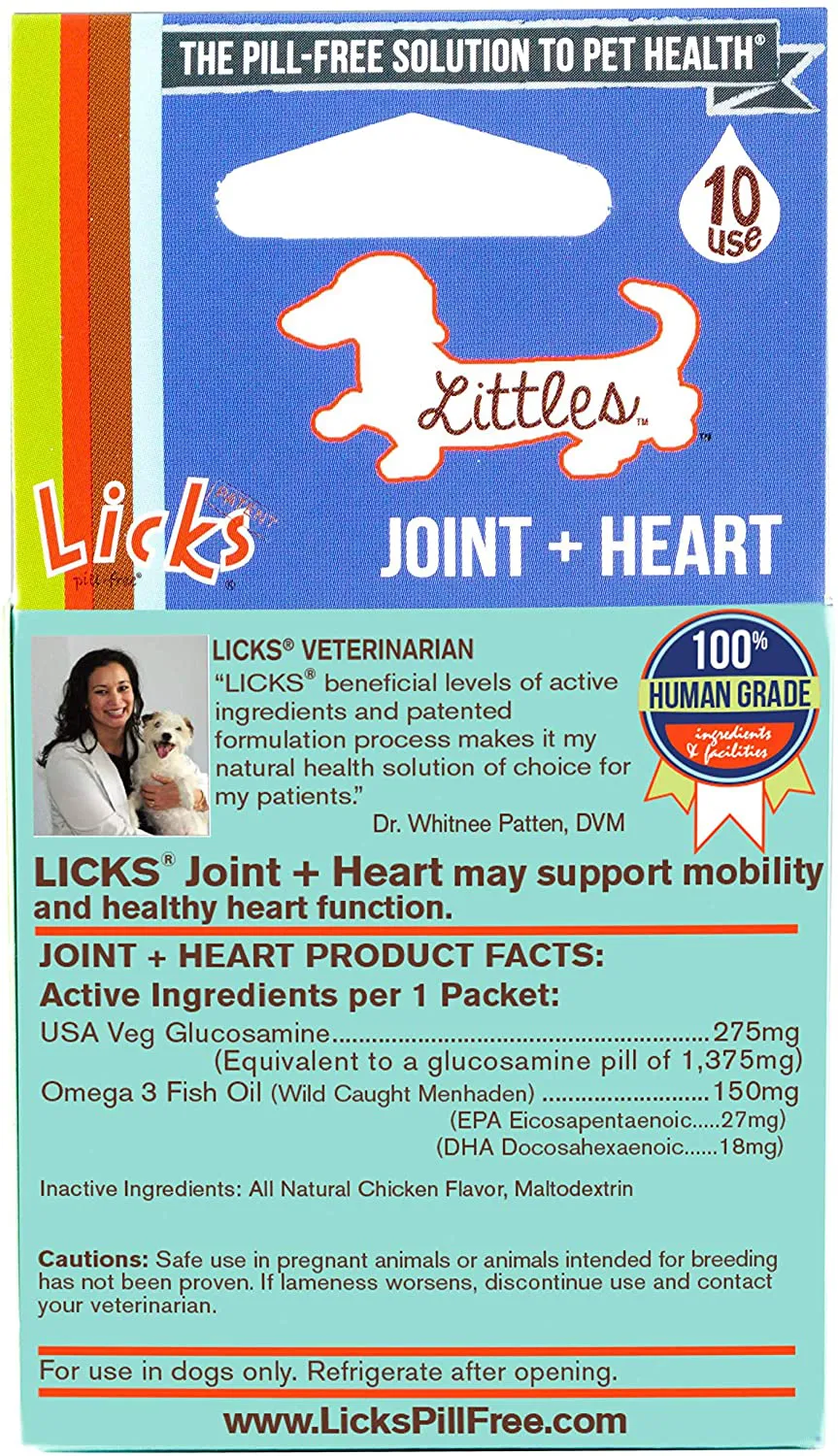 Licks - Little Dog Joint Supplement   Heart Supplement - Dog Omega 3 Supplement - LiquiPaks - 10 Use
