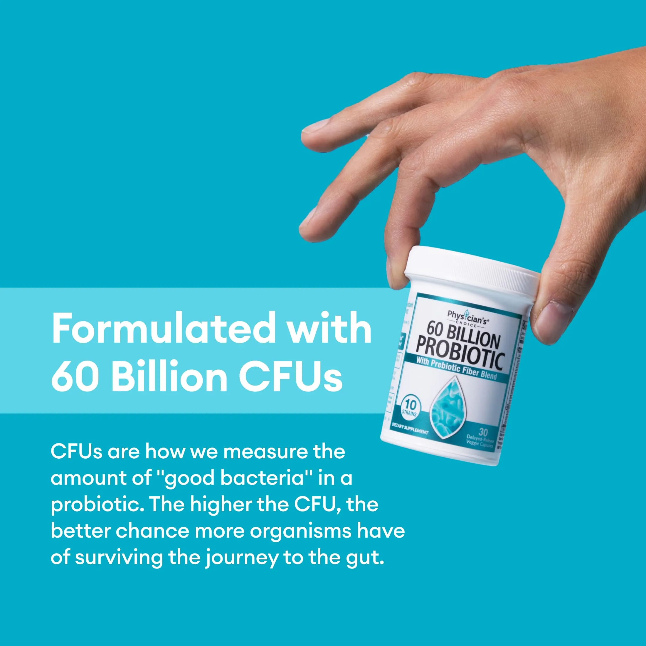 Physician's Choice Probiotics 60 Billion CFU - 10 Strains   Organic Prebiotics - Immune, Digestive & Gut Health - Supports Occasional Constipation, Diarrhea, Gas & Bloating - for Women & Men - 30ct