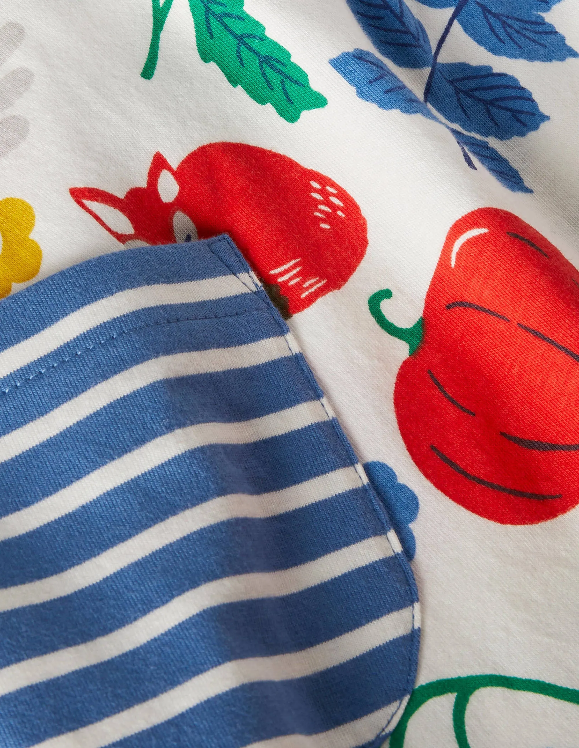 Printed Jersey Pocket Tunic-Ivory Forest Friends