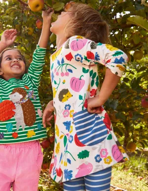 Printed Jersey Pocket Tunic-Ivory Forest Friends