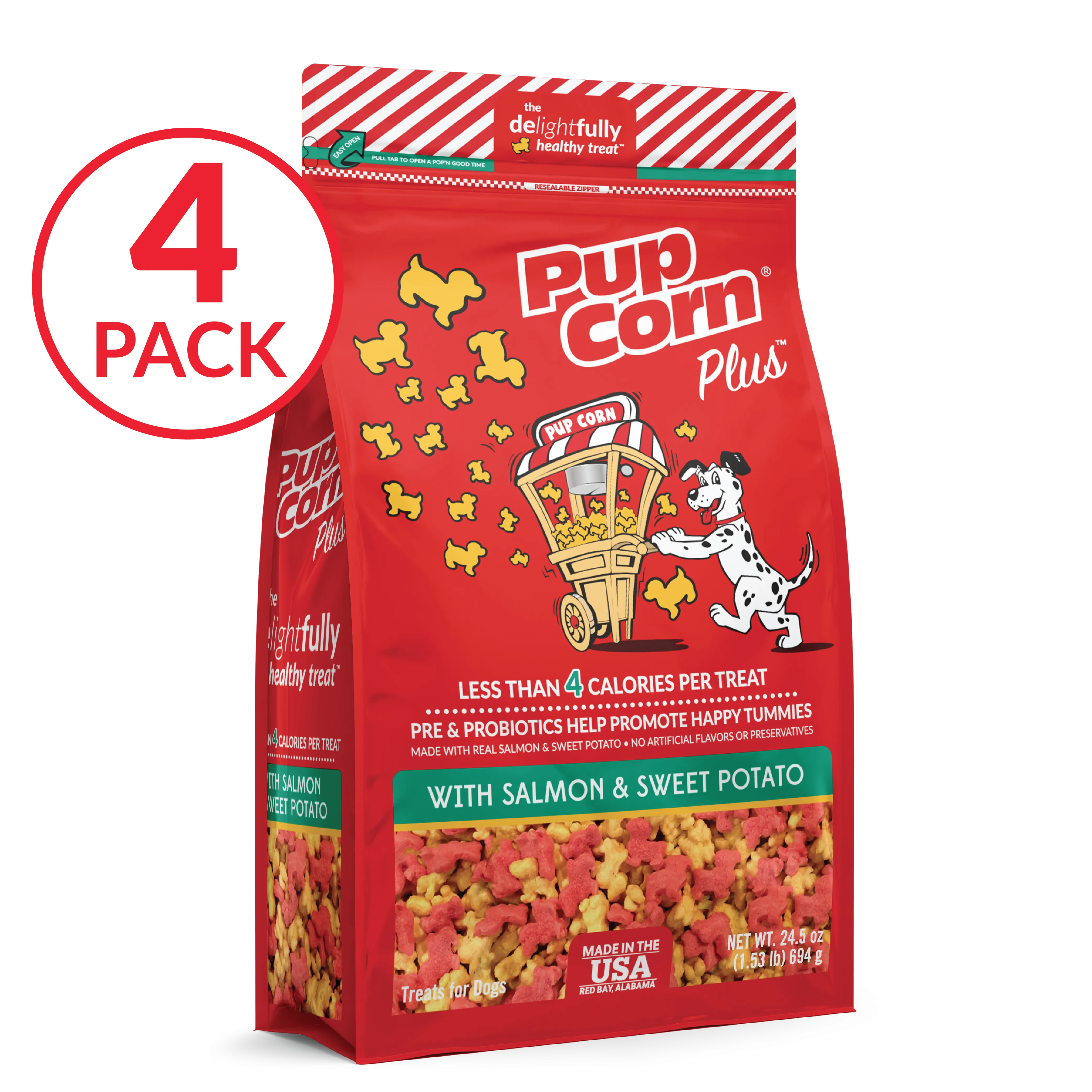 Pup Corn Plus with Salmon & Sweet Potato Multipack Puffed Dog Treats