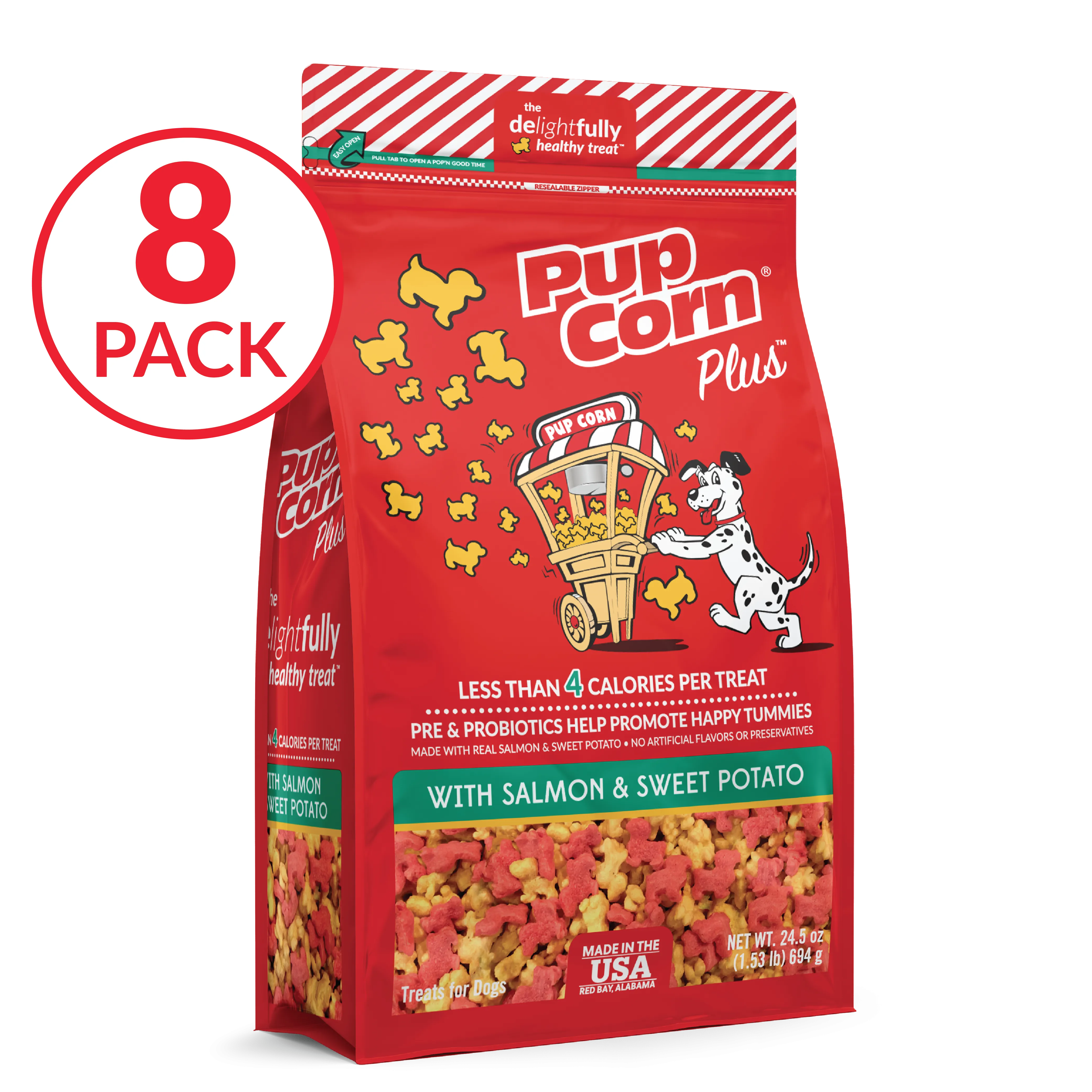 Pup Corn Plus with Salmon & Sweet Potato Multipack Puffed Dog Treats