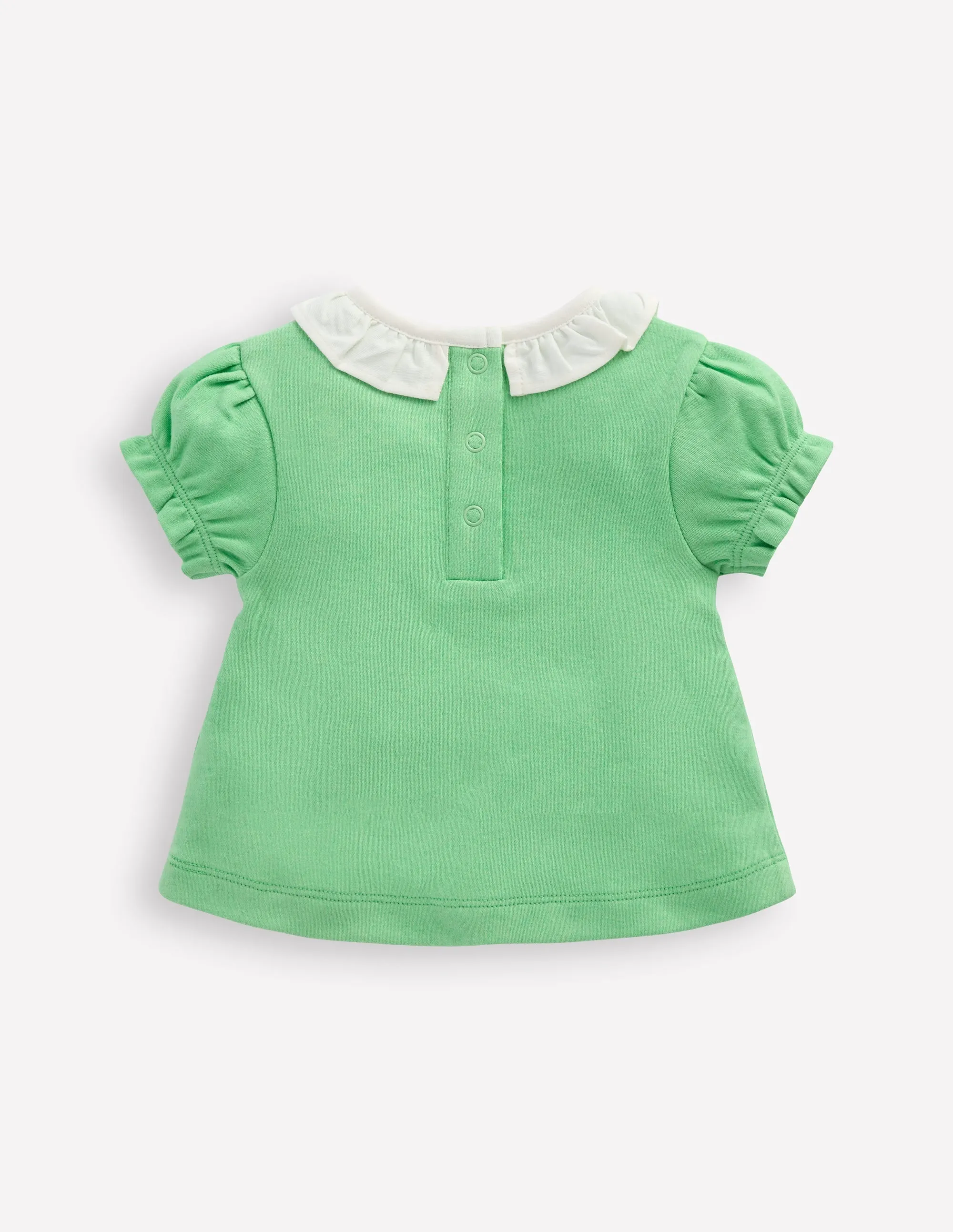 Ruffle Neck T-Shirt-Green Guinea Pig